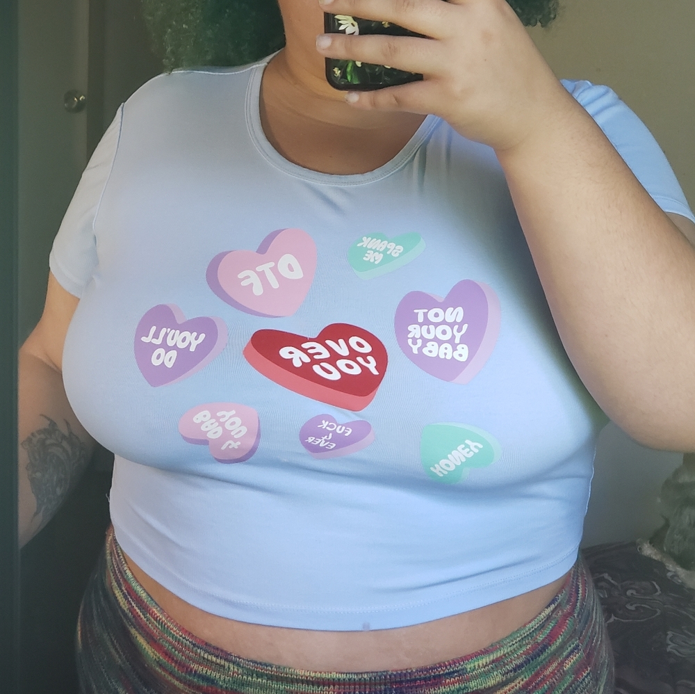 Dolls Kill Sugar Thrillz Conversation Hearts Crop Top